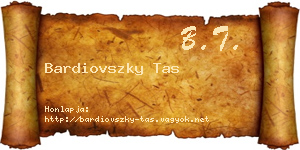 Bardiovszky Tas névjegykártya